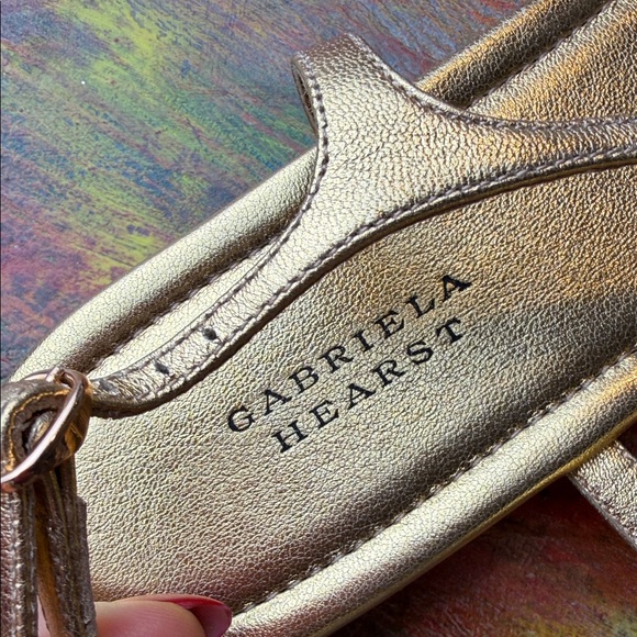 Gabriela Hearst Gia Flat Sandal in Gold Metallic Nappa Leather Sz. 38.5 w. Box - Picture 6 of 16